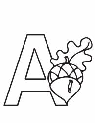 Document preview: Alphabet Coloring Page - Acorn