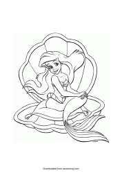 Document preview: Ariel in a Shell Coloring Page