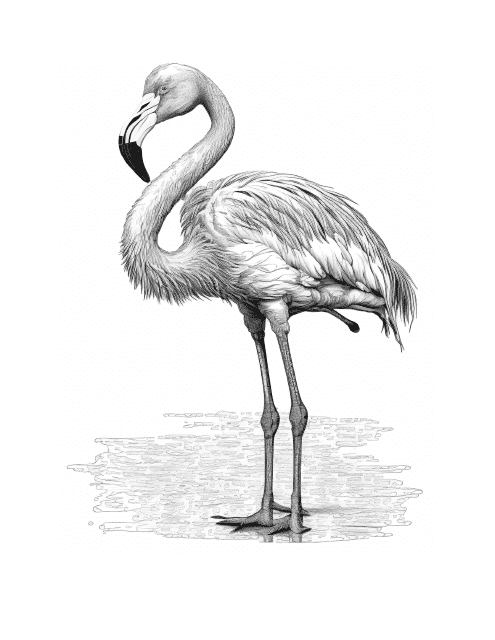 Flamingo coloring page - Roam around in the wild nature of the beautiful flamingo bird.