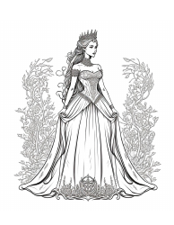 Document preview: Beautiful Princess Coloring Page