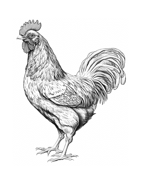 Rooster Coloring Page - Printable Animal Coloring Sheet
