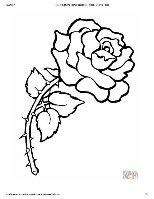 Rose With Thorns Coloring Page