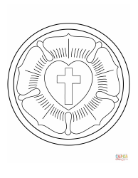 Document preview: Cross and Heart Coloring Page