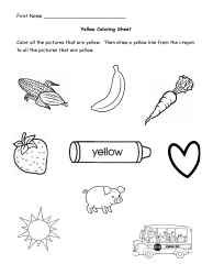 Document preview: Yellow Items Coloring Sheet