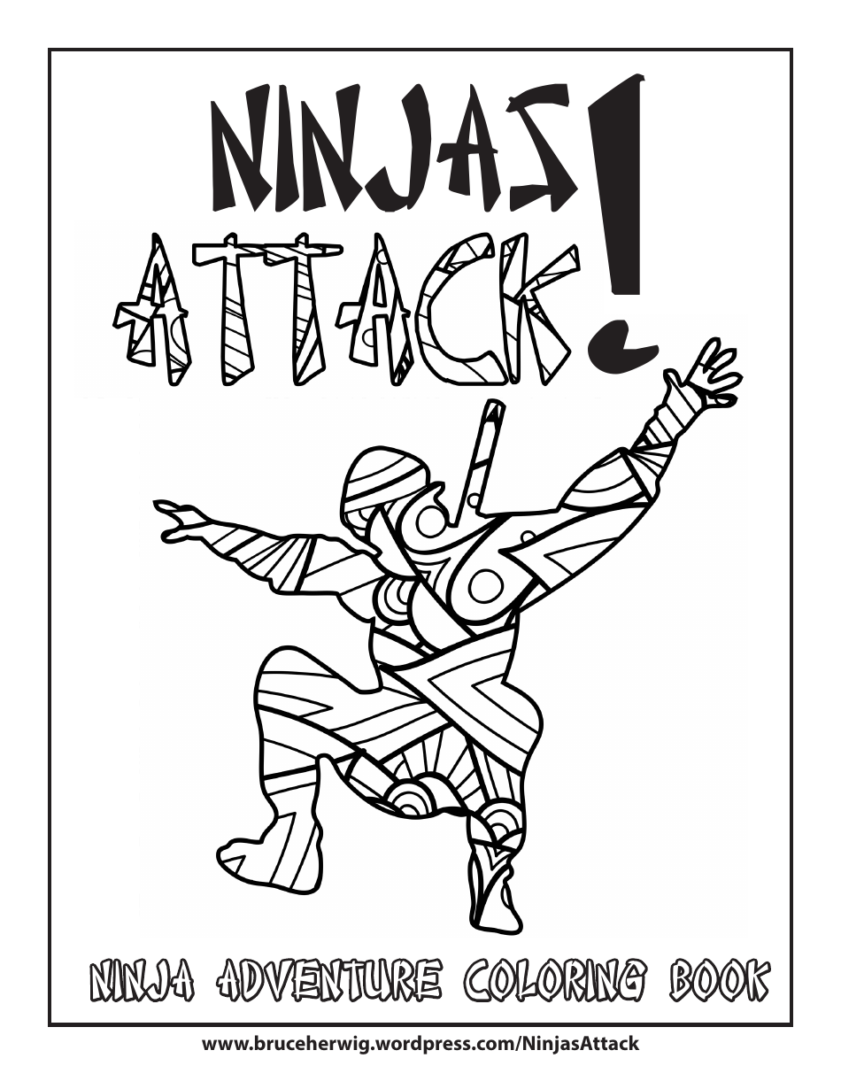 Ninjas Attack Coloring Page - Preview Image