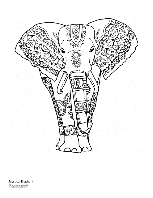 Mystical Elephant Coloring Sheet - Free Printable Image
