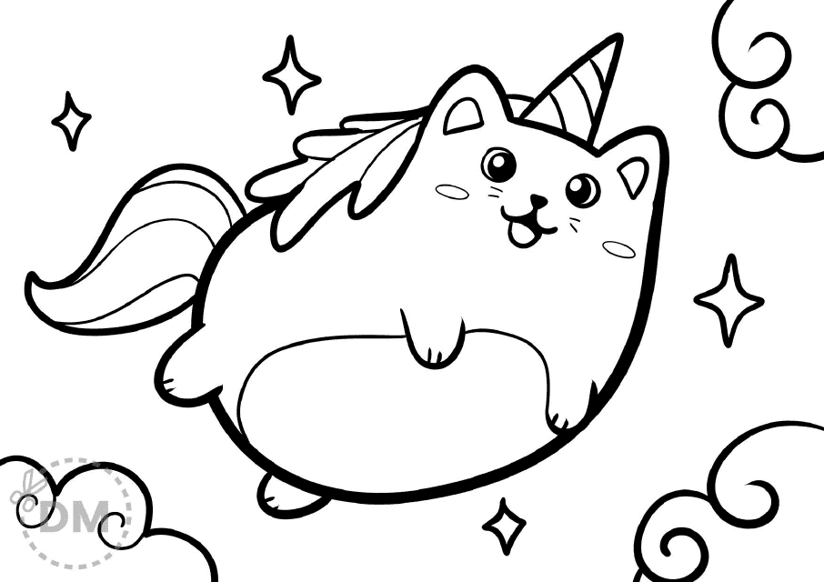 Rainbow Cat Coloring Sheet Preview