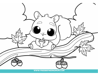 Document preview: Cute Little Squirrel Coloring Sheet