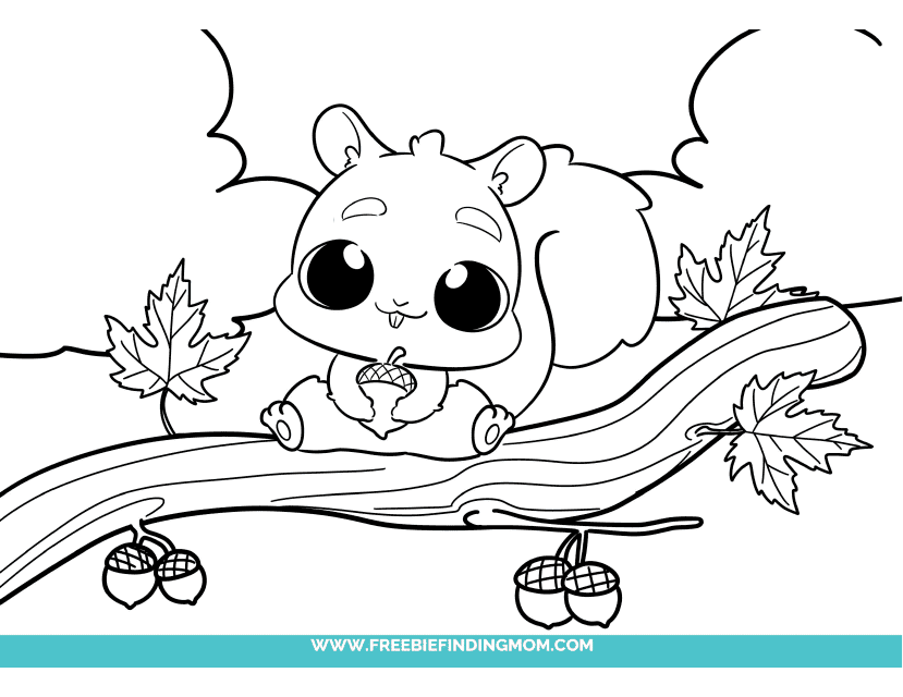 Cute Little Squirrel Coloring Sheet - Printable Image Preview