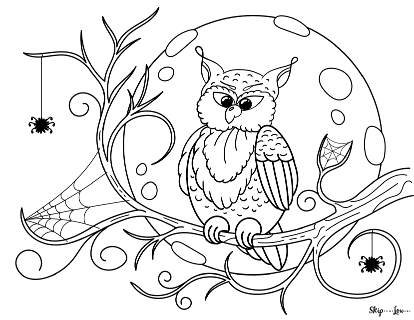 Halloween Coloring Sheet - Two Spiders