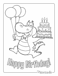 Document preview: Birthday Coloring Page - Alligator