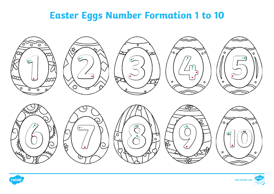 Easter Eggs Number Formation Coloring Page