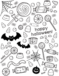 Document preview: Halloween Sweets Coloring Page