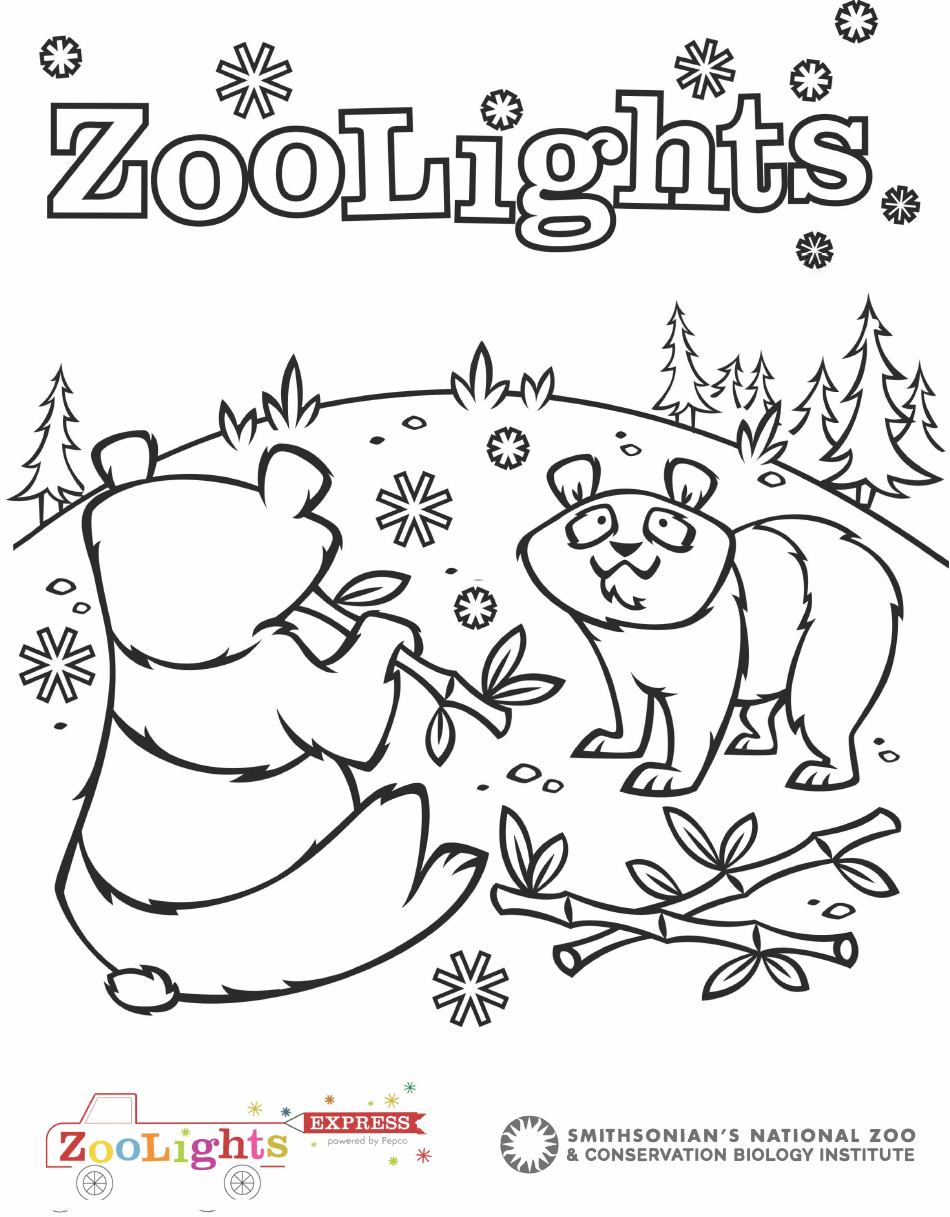 Cute pandas at the zoo coloring page