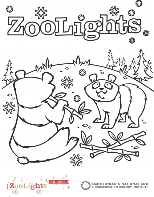 Zoo Pandas Coloring Page