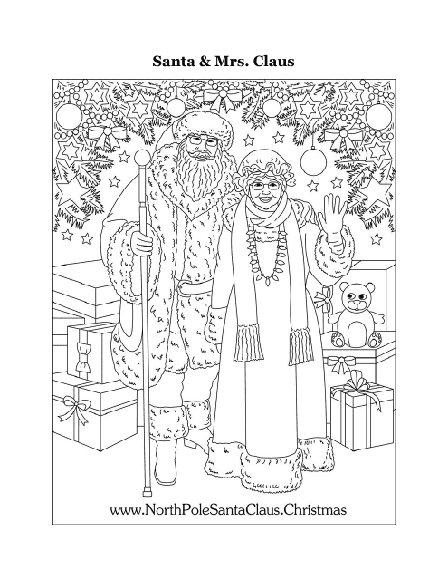 Santa and Mrs. Claus Coloring Page - Printable Christmas Coloring Sheet