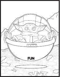 Document preview: Baby Yoda Coloring Page