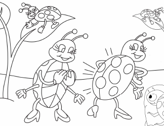Document preview: Ladybugs Coloring Page