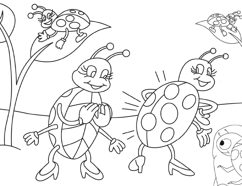 Ladybugs Coloring Page