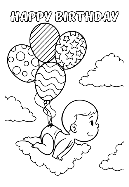 Infant Birthday Coloring Page - TemplateRoller