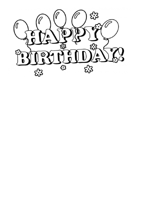 Happy Birthday Coloring Card Download Printable PDF | Templateroller