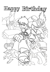 Document preview: Birthday Coloring Page - Ben 10