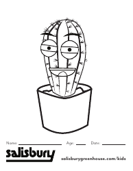 Document preview: Cactus Face Coloring Page