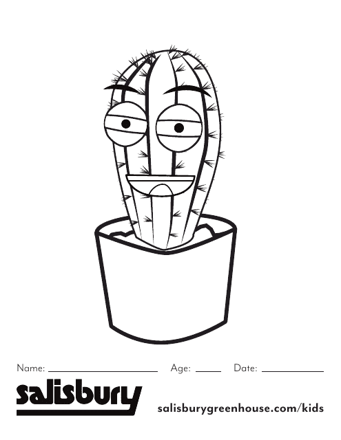 A detailed coloring page featuring a cute cactus face pattern.