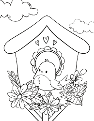 Document preview: Bird With a Birdhouse Coloring Page