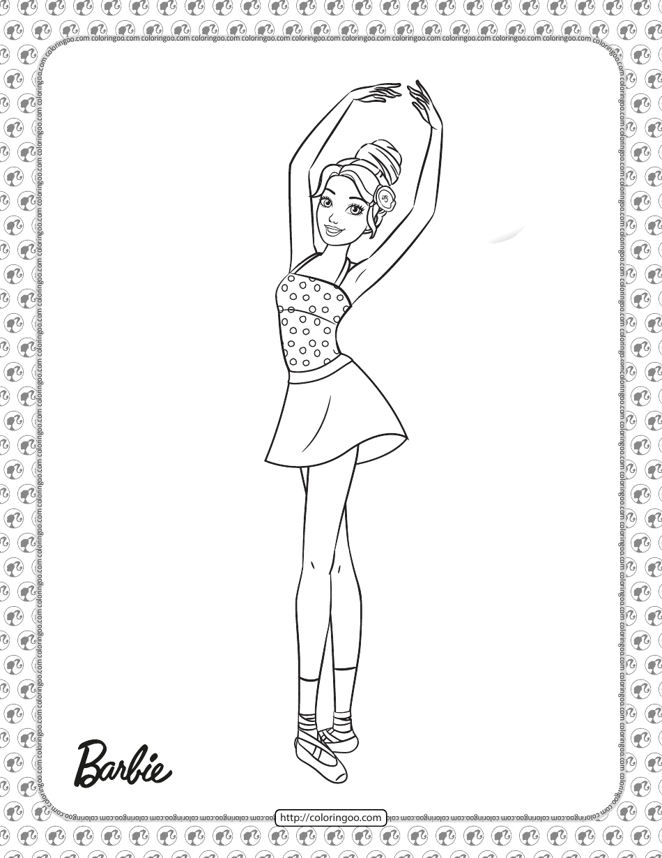 Barbie Dancing Coloring Pages - Printable image of Barbie dancing and coloring pages for kids.