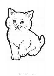 Document preview: Little Kitten Coloring Page