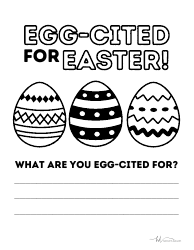 Document preview: Egg-Cited for Easter Coloring Page