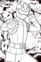 Document preview: Power Rangers Coloring Page - Ranger Red