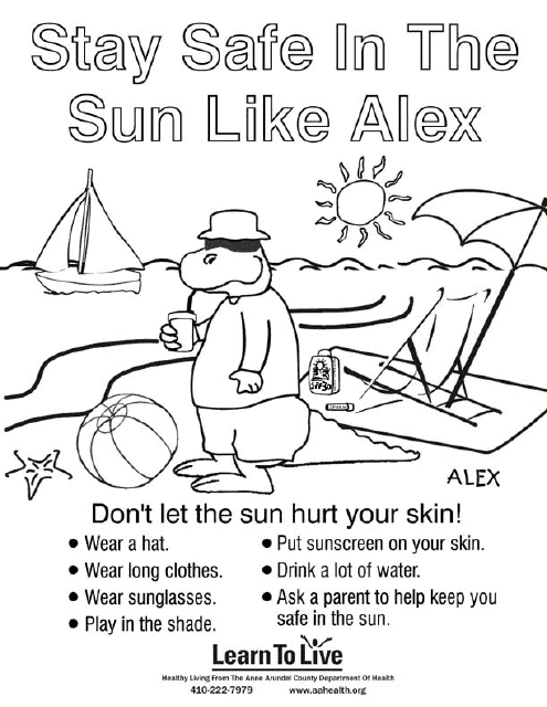 Stay Safe in the Sun Coloring Page Preview Image