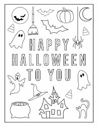 Document preview: Happy Halloween Coloring Page