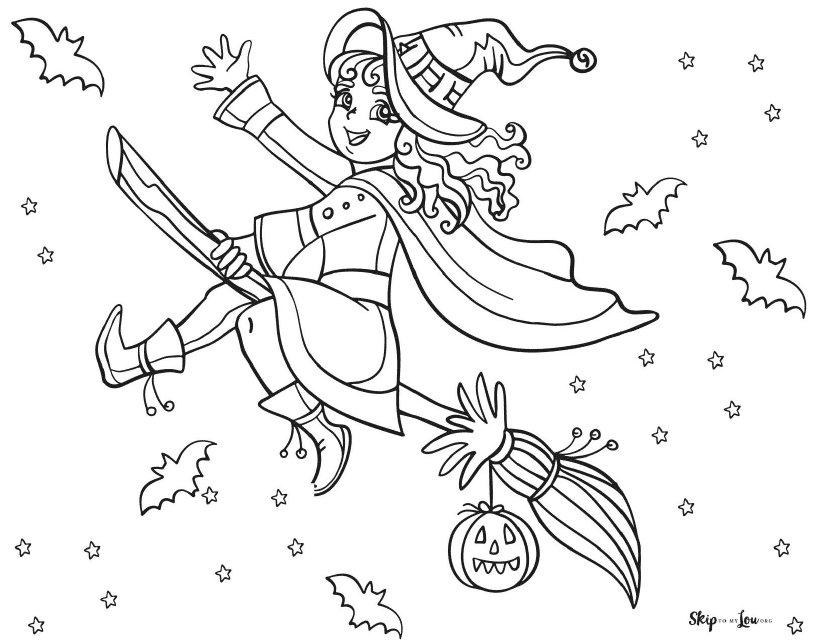 Good Witch coloring page - Printable coloring page featuring a charming Good Witch