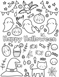 Document preview: Cute Halloween Coloring Page