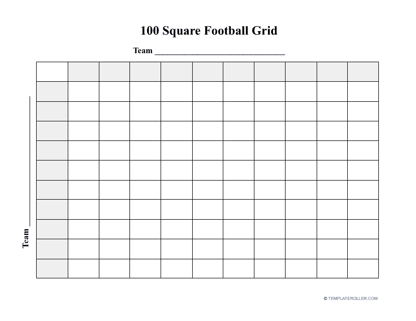 100 Square Grid Football Template