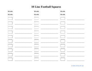Document preview: 10 Line Football Squares Template