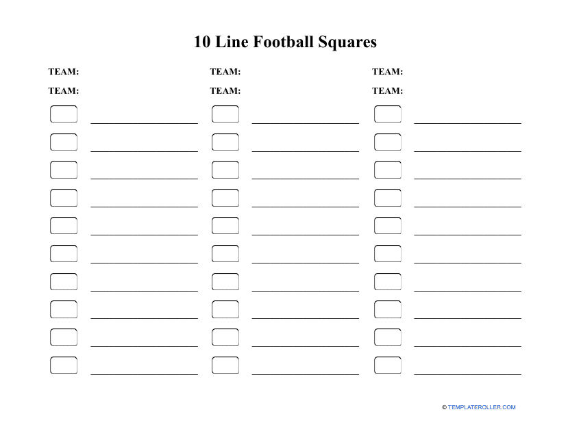 10 Line Football Squares Template
