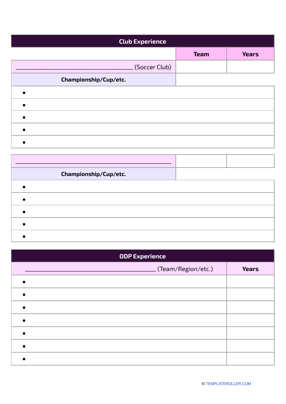 Soccer Player Profile Template Download Printable PDF | Templateroller