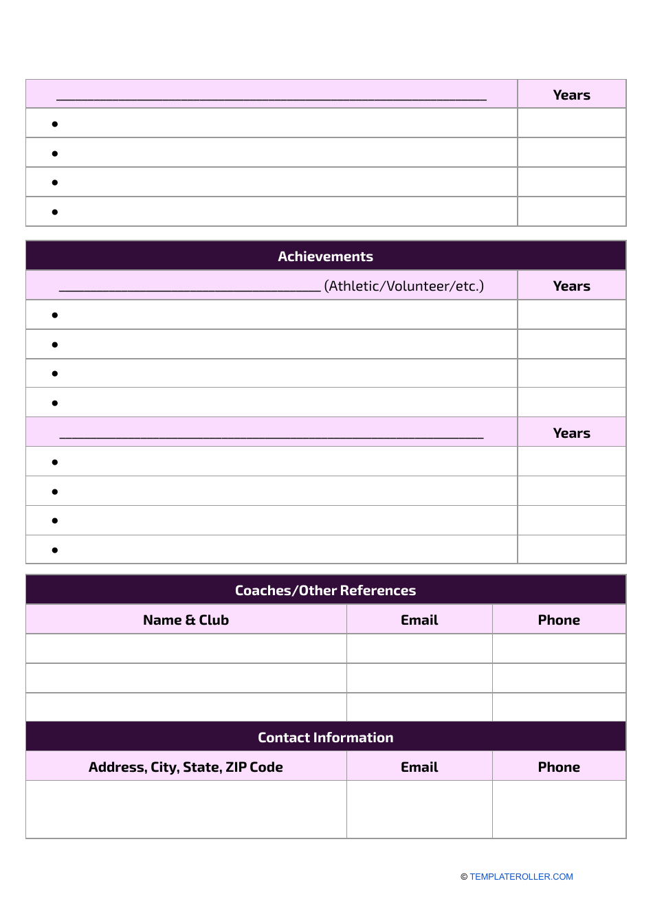 Soccer Player Profile Template Download Printable PDF Templateroller