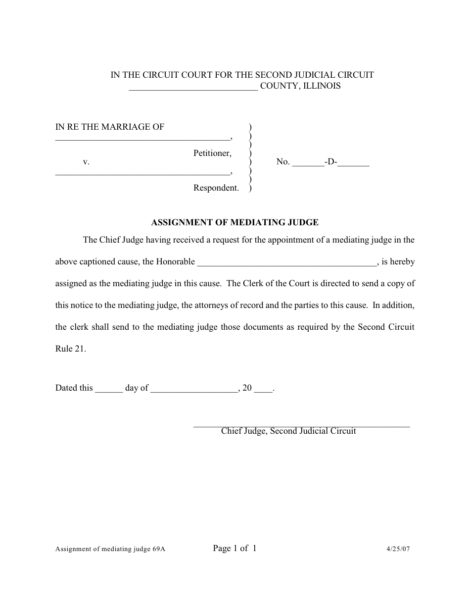 Assignment of Mediating Judge - Illinois, Page 1