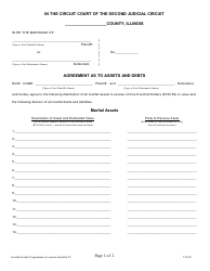 Document preview: Agreement as to Assets and Debts - Illinois