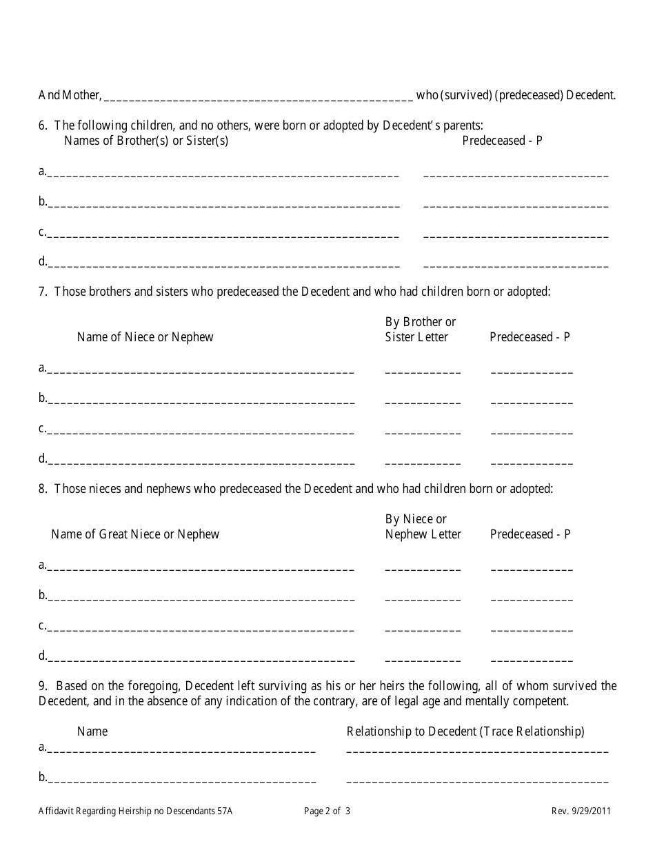 Affidavit of Heirship Collateral Heirs (No Descendants) - Illinois, Page 2