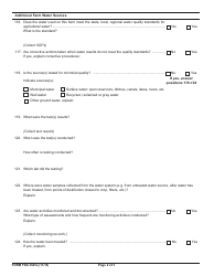 Form FDA3623A Farm Investigation Questionnaire - Additional Farm Water Sources, Page 2