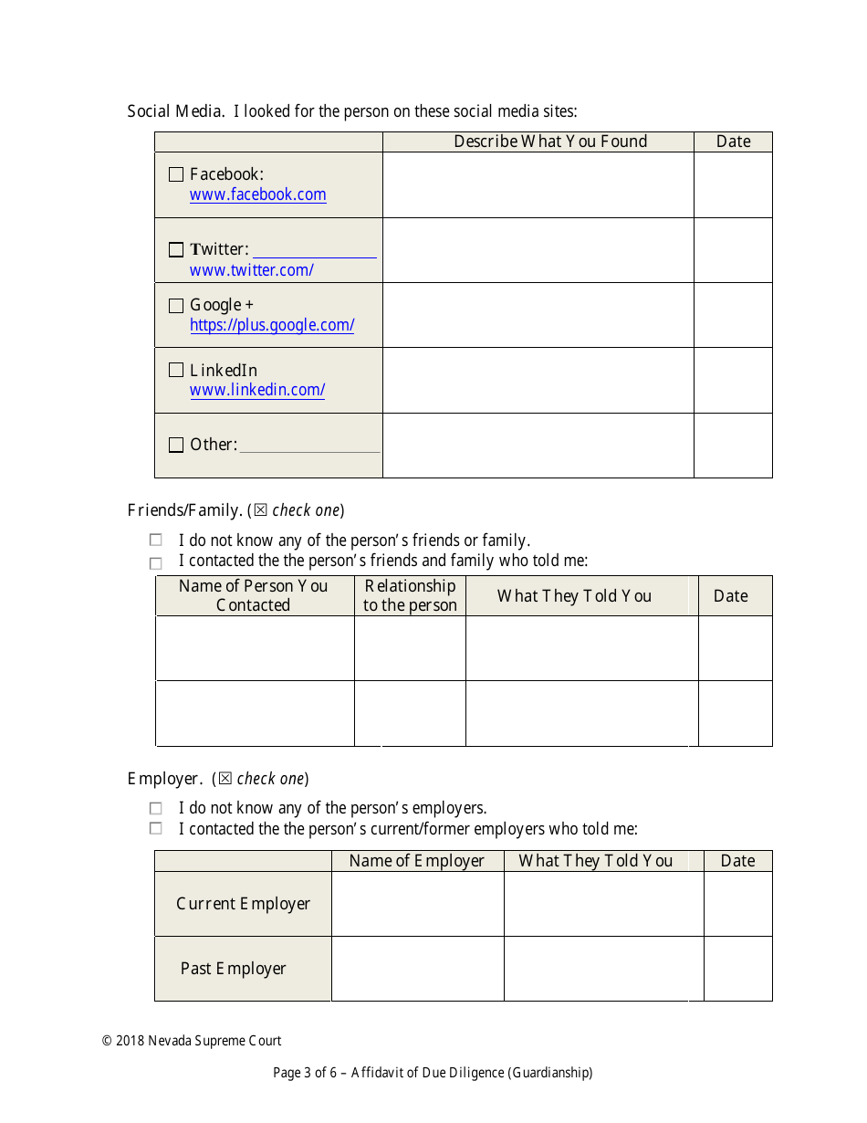 Declaration of Due Diligence - Nevada, Page 3