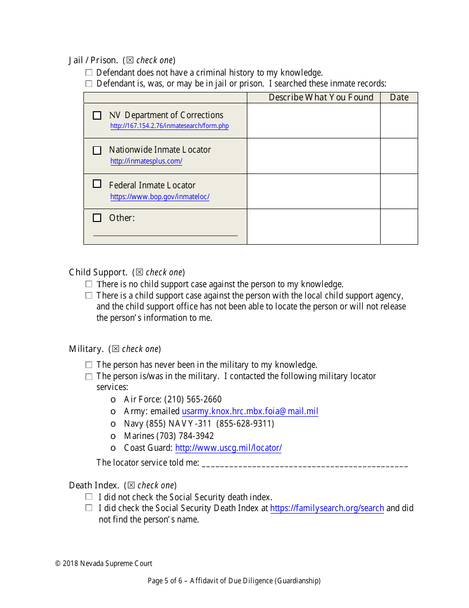 Declaration of Due Diligence - Nevada, Page 5