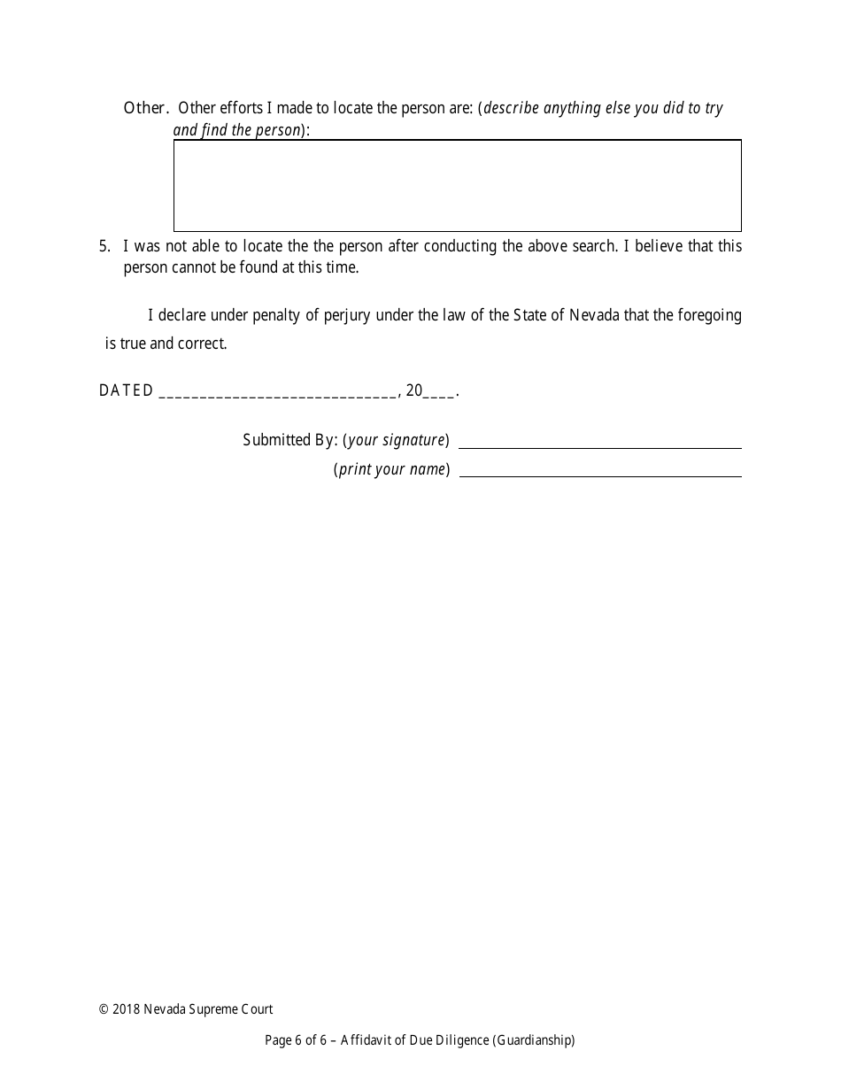 Declaration of Due Diligence - Nevada, Page 6