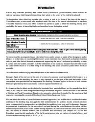 Form TAL-818A-E Notice of Termination of a Lease Because of Spousal Violence, Sexual Violence or Violence Towards a Child - Quebec, Canada, Page 2
